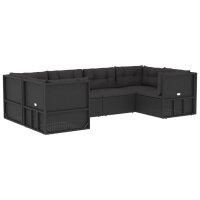 vidaXL 6-tlg. Garten-Lounge-Set mit Kissen Schwarz Poly Rattan