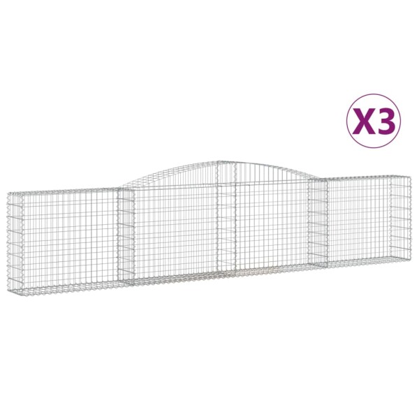 vidaXL Gabionen mit Hochbogen 3 Stk. 400x30x80/100cm Verzinktes Eisen