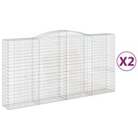 vidaXL Gabionen mit Hochbogen 2 Stk. 400x50x200/220cm Verzinktes Eisen