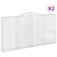 vidaXL Gabionen mit Hochbogen 2 Stk. 400x30x200/220cm Verzinktes Eisen