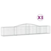 vidaXL Gabionen mit Hochbogen 3 Stk. 400x50x60/80cm Verzinktes Eisen