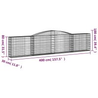 vidaXL Gabionen mit Hochbogen 5 Stk. 400x30x80/100cm Verzinktes Eisen