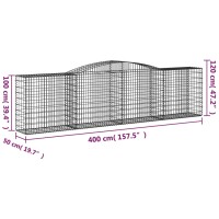 vidaXL Gabionen mit Hochbogen 20 Stk 400x50x100/120cm Verzinktes Eisen