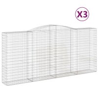 vidaXL Gabionen mit Hochbogen 3 Stk. 400x50x180/200cm Verzinktes Eisen