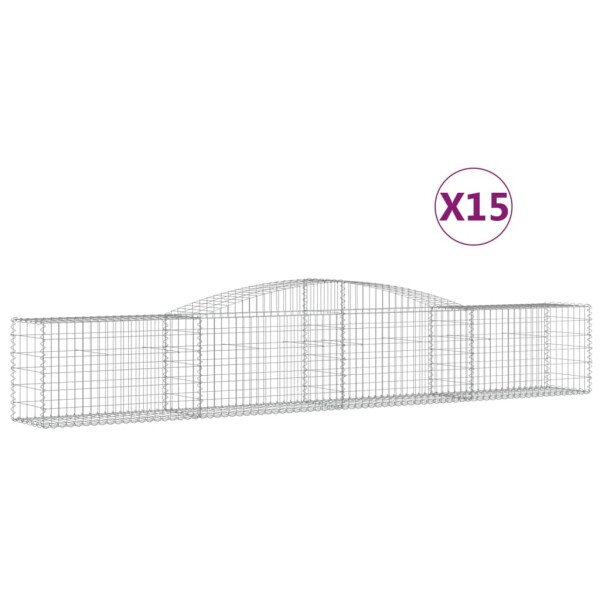 vidaXL Gabionen mit Hochbogen 15 Stk. 400x50x60/80cm Verzinktes Eisen