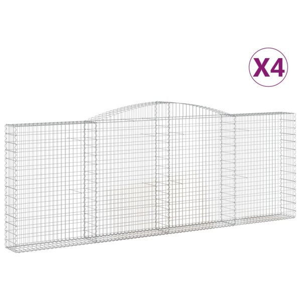 vidaXL Gabionen mit Hochbogen 4 Stk. 400x30x140/160cm Verzinktes Eisen