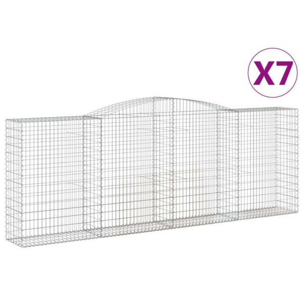 vidaXL Gabionen mit Hochbogen 7 Stk. 400x50x140/160cm Verzinktes Eisen