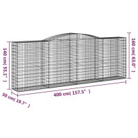 vidaXL Gabionen mit Hochbogen 7 Stk. 400x50x140/160cm Verzinktes Eisen