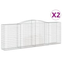 vidaXL Gabionen mit Hochbogen 2 Stk. 400x50x140/160cm...