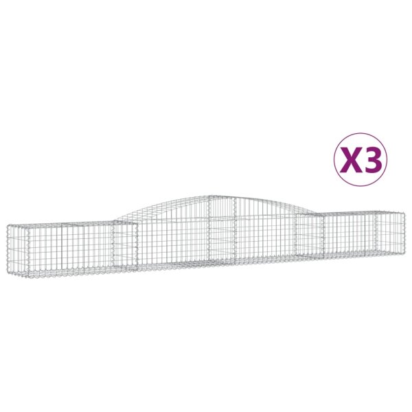 vidaXL Gabionen mit Hochbogen 3 Stk. 400x50x40/60cm Verzinktes Eisen