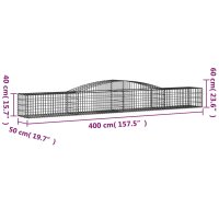 vidaXL Gabionen mit Hochbogen 3 Stk. 400x50x40/60cm Verzinktes Eisen