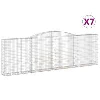 vidaXL Gabionen mit Hochbogen 7 Stk. 400x30x120/140cm Verzinktes Eisen