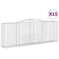 vidaXL Gabionen mit Hochbogen 15 Stk 400x50x140/160cm...