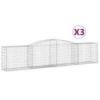 vidaXL Gabionen mit Hochbogen 3 Stk. 400x50x80/100cm Verzinktes Eisen