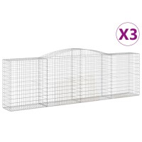 vidaXL Gabionen mit Hochbogen 3 Stk. 400x50x120/140cm Verzinktes Eisen