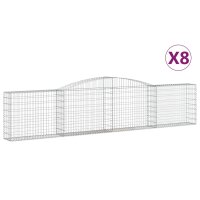 vidaXL Gabionen mit Hochbogen 8 Stk. 400x30x80/100cm...