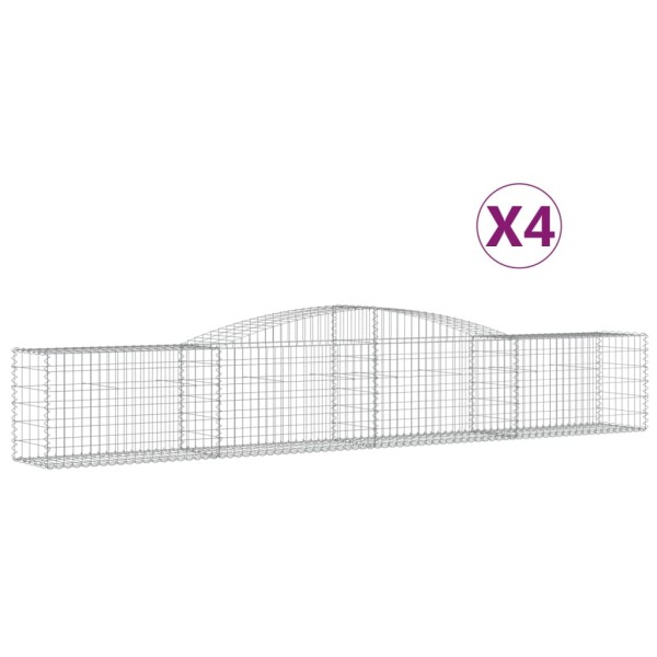 vidaXL Gabionen mit Hochbogen 4 Stk. 400x50x60/80cm Verzinktes Eisen