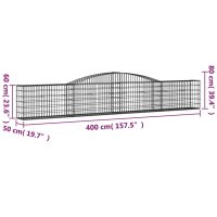 vidaXL Gabionen mit Hochbogen 4 Stk. 400x50x60/80cm Verzinktes Eisen