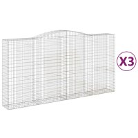 vidaXL Gabionen mit Hochbogen 3 Stk. 400x50x200/220cm Verzinktes Eisen