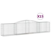 vidaXL Gabionen mit Hochbogen 15 Stk. 400x50x80/100cm...