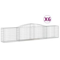 vidaXL Gabionen mit Hochbogen 6 Stk. 400x50x80/100cm Verzinktes Eisen