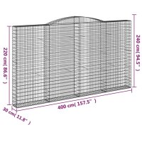 vidaXL Gabionen mit Hochbogen 3 Stk. 400x30x220/240cm Verzinktes Eisen