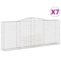 vidaXL Gabionen mit Hochbogen 7 Stk. 400x50x160/180cm Verzinktes Eisen