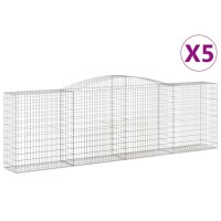 vidaXL Gabionen mit Hochbogen 5 Stk. 400x50x120/140cm Verzinktes Eisen