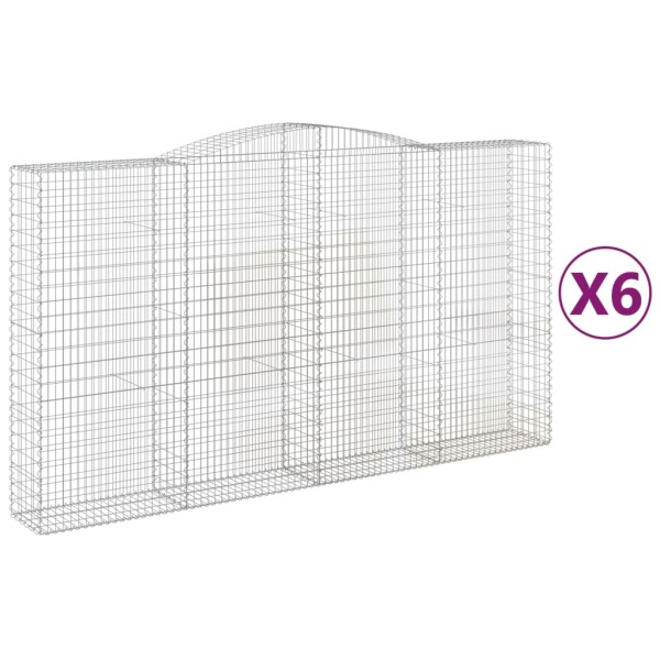 vidaXL Gabionen mit Hochbogen 6 Stk. 400x50x220/240cm Verzinktes Eisen