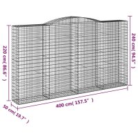 vidaXL Gabionen mit Hochbogen 6 Stk. 400x50x220/240cm Verzinktes Eisen