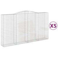 vidaXL Gabionen mit Hochbogen 5 Stk. 400x50x220/240cm Verzinktes Eisen