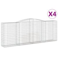 vidaXL Gabionen mit Hochbogen 4 Stk. 400x50x140/160cm Verzinktes Eisen