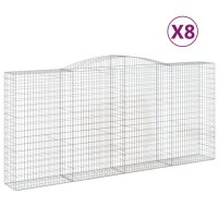 vidaXL Gabionen mit Hochbogen 8 Stk. 400x50x180/200cm Verzinktes Eisen