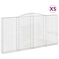 vidaXL Gabionen mit Hochbogen 5 Stk. 400x30x200/220cm Verzinktes Eisen