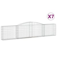 vidaXL Gabionen mit Hochbogen 7 Stk. 400x30x80/100cm Verzinktes Eisen