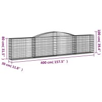 vidaXL Gabionen mit Hochbogen 20 Stk. 400x30x80/100cm Verzinktes Eisen