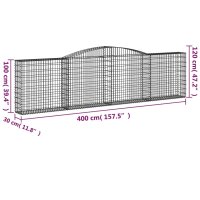 vidaXL Gabionen mit Hochbogen 4 Stk. 400x30x100/120cm Verzinktes Eisen