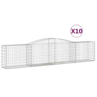 vidaXL Gabionen mit Hochbogen 10 Stk. 400x50x80/100cm...