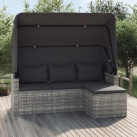 vidaXL 3-Sitzer-Gartensofa mit Dach und Fußhocker...