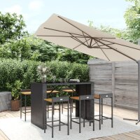 vidaXL 7-tlg. Gartenbar-Set Schwarz Poly Rattan &amp; Massivholz Akazie