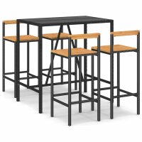 vidaXL 5-tlg. Gartenbar-Set Schwarz Poly Rattan &...