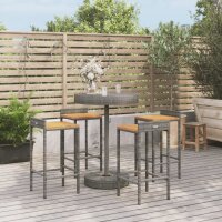 vidaXL 5-tlg. Gartenbar-Set Grau Poly Rattan &...