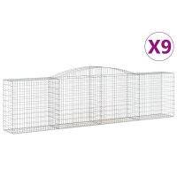 vidaXL Gabionen mit Hochbogen 9 Stk. 400x50x100/120cm Verzinktes Eisen