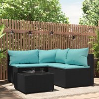 vidaXL 4-tlg. Garten-Lounge-Set mit Kissen Schwarz Poly Rattan