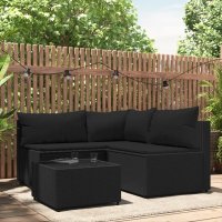 vidaXL 4-tlg. Garten-Lounge-Set mit Kissen Schwarz Poly...
