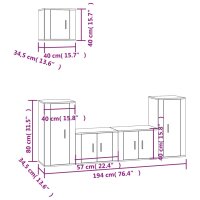 vidaXL 5-tlg. TV-Schrank-Set Hochglanz-Wei&szlig; Holzwerkstoff