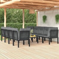 vidaXL 9-tlg. Garten-Lounge-Set Schwarz und Grau Poly Rattan