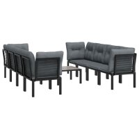 vidaXL 9-tlg. Garten-Lounge-Set Schwarz und Grau Poly Rattan