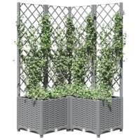 vidaXL Pflanzkübel mit Rankgitter Hellgrau 80x80x136 cm PP