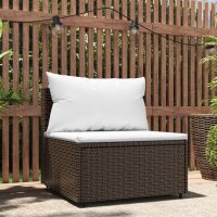 vidaXL Garten-Mittelsofa mit Kissen Braun Poly Rattan